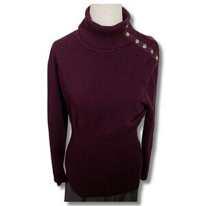 ADDITION ELLE Vintage dark plum purple turtleneck sweater MEDIUM LARGE XL 1X top